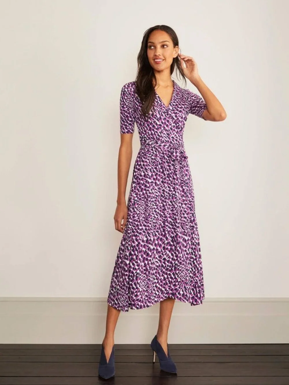 boden jersey wrap dress | Dresses | Boden Lavina Purple 2p color:SAGE MULTI